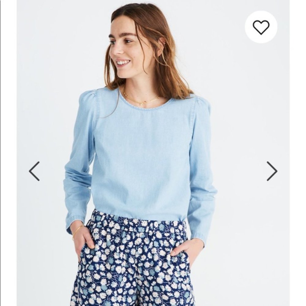 Madewell Denim Puff Sleeve Swing Shirt